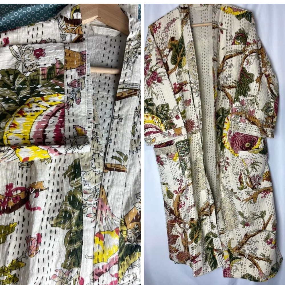 Kantha Robe Jacket Floral Kantha Robe Exotic Lover Warm Gift - Picture 10 of 10